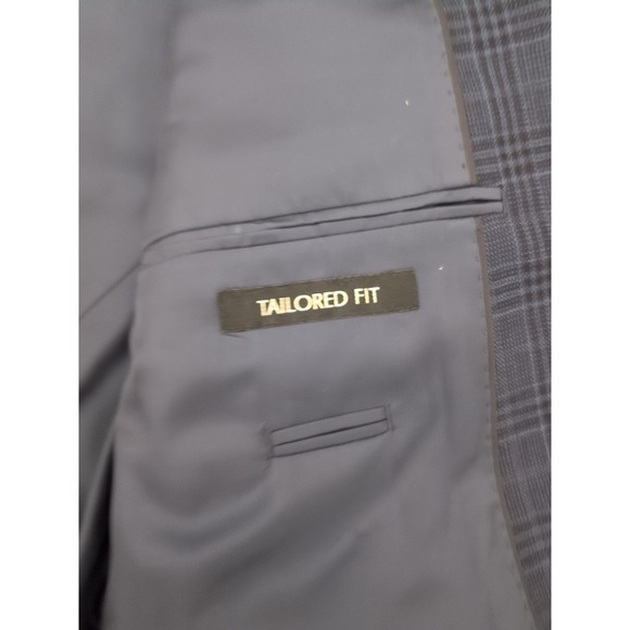 JOS A BANK SIGNATURE Mens Blue Plaid Wool Sport Coat Suit Jacket Blazer 42L - Picture 9 of 10